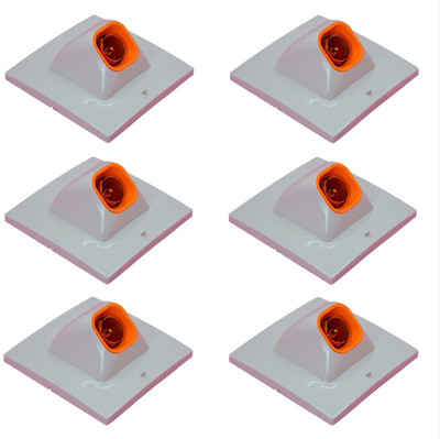 Prop It Up DECORATIVE SQUARE ANGLE FANCY BULB BUTTON HOLDER WALL White\Orange Plastic Plastic, Brass Light Socket(Pack of 6)