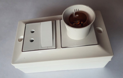 AP 4 Module Ready to use Gang box With light socket holder & 6 A Two Pin Socket