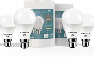 auto-on 9 W Motion Sensor Round B22 LED Bulb(White, Pack of 4)
