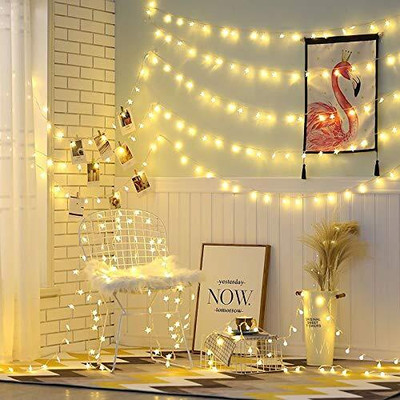 TECHGEAR 14 LEDs 3 m Yellow, White Flickering Star Rice Lights(Pack of 1)