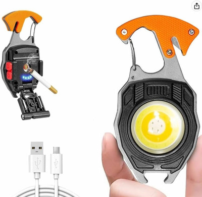 CRAZYABBS Multifunctional Keychain Flashlights, LED Rechargeable Flashlights with Lighter LED Front Light(Multicolor)