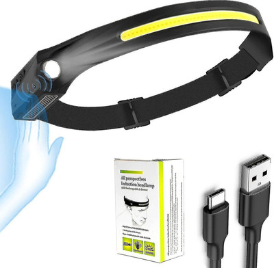 TRUDO 230° Wide-Angle Lightweight Head Flashlight with Motion Sensor LED Headlamp(Black)