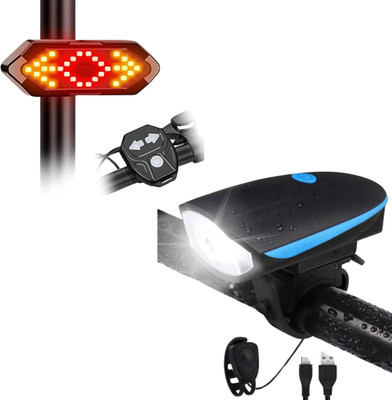 FCC RACING Rechargeable Cycle Light Set with Horn & Rear Tail Ligh LED Front Rear Light Combo(Multicolor)