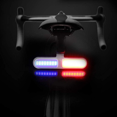 Dark Horse Bicycle 6 Mode Red & Blue USB Tail Light, Bright & Lightweight, Waterproof, LED Rear Break Light(Black)