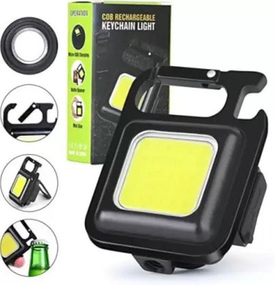 NKPR Portable LED Keychain Flashlight Rechargeable 4 Modes With Bottle Opener 52 8 hrs Torch Emergency Light(Black)