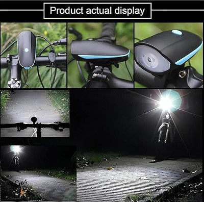 TAVRO USB Rechargeable Bike Horn LED Front Light(Black)