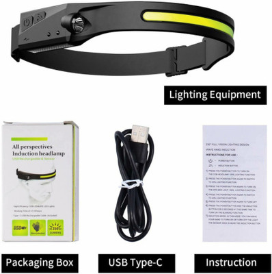 TRUDO 230° Wide Beam Head lamp, 5 Modes & Motion Sensor LED Headlamp(Black)