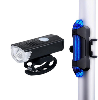 Afpin USB Rechargeable Combo of Cycle Lights- 300 Lumens Headlight,Blue USB Tail Light LED Front Rear Light Combo(Multicolor)