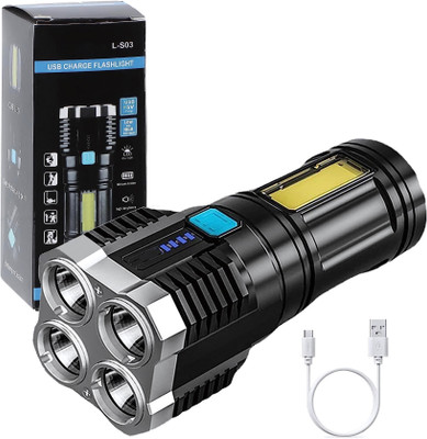 Vedara ® 2in1 OSL+COB LED Rechargeable Flashlight 4 Modes 5W Power Light with Indicator LED Front Light(Black) Vedara ® 2in1 OSL+COB LED Rechargeable Flashlight 4 Modes 5W Power Light with Indicator LED Front Light(Black)