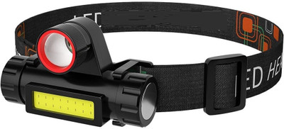 Justakeit Plastic Headlamp USB Rechargeable, Waterproof Headlight Flashlight with Zoomable LED Headlamp(Black)