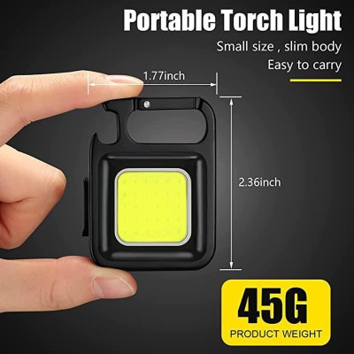 KNOCKNEW Mini Portable LED Flashlights Keychain, Rechargeable 3 Modes bottle opener K21 6 hrs Torch Emergency Light(Black)