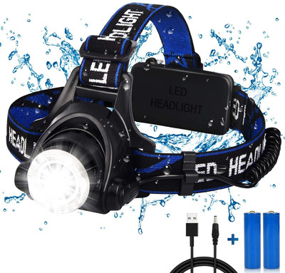 KIZJORYA Rechargeable Head Flashlight LED Water Resistant For Fishing LED Headlamp Torch(Multicolor, 9 cm, Rechargeable)