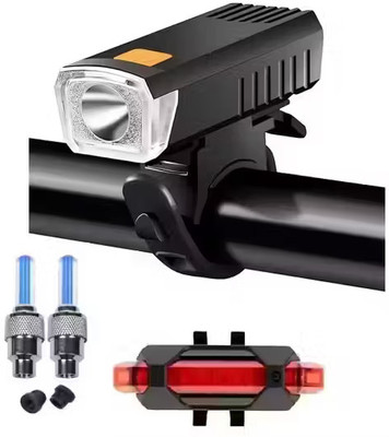 POMORA LED Bicycle Light Combo | Front & Rear Rechargeable Lights + Motion Tyre Valve LED Front Rear Light Combo(Multicolor)