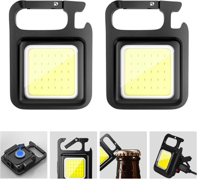 Shopeleven 3 Light Modes Portable Pocket Light with Folding Bracket Bottle Opener Magnet LED Front Light(Black)