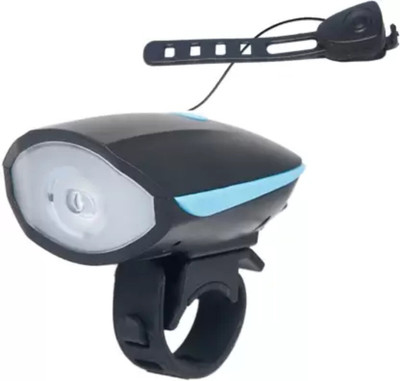 SPOKEFOX USB Rechargeable Bicycle Horn Light (140 dB) 3 Modes LED Front Light(Blue)