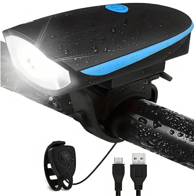 BEEMBELL Rechargeable LED Bike Light with Horn – USB, Waterproof, Multi-Mode LED Front Light(Black)