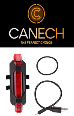 CANECH Bicycle Rear/Back 5 LED Light USB Rechargeable Waterproof LED Rear Break Light(Red)