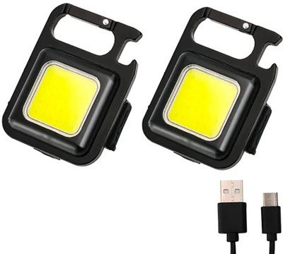 VIOVI Pack of 02, Keychain LED Light with 3 Modes Portable Flash Torch Emergency Light LED Front Light(Black)