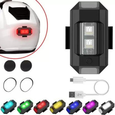 aqrin USB rechargeable drone & helmet break light front rear light with multicolor LED Front Rear Light Combo(Black)