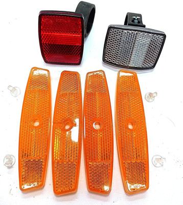 Siano Cycle Reflectors 2pc Front Rear with 4pc Wheel Reflector Safety Warning Light Incandescent Front Rear Light Combo(Yellow, Red, White)