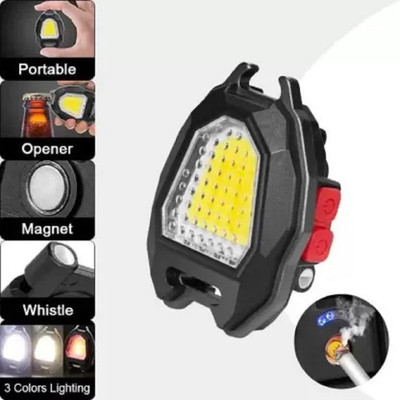 PICSTAR Rechargeable Camping Outside Hiking Mini LED Torch Keychain Light LED Front Light(Black)
