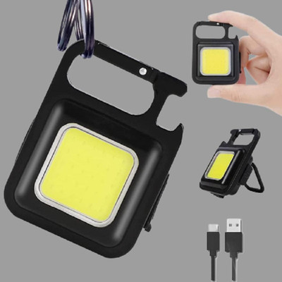 Smars Mini Keychain Portable Pocket Lights with Folding Bracket LED Front Light(Black)