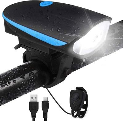 HAPPYRIDER USB Rechargeable Bike Horn And Light 140 DB with Super Bright Light 3 Mode Bell LED Front Light(Blue)