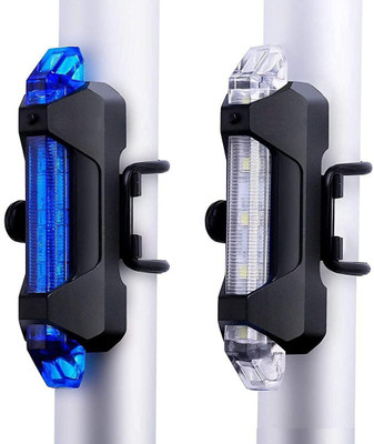 DSTECHBAR Pack of 2 USB Rechargeable Bicycle Bike Back Tail Cycle Light LED Front Rear Light Combo(White, Blue)