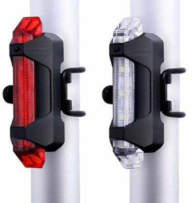 Fitness Scout Bicycle LED USB Rechargeable Head Light and Tail LED Front Rear Light Combo LED Front Rear Light Combo(Multicolor)