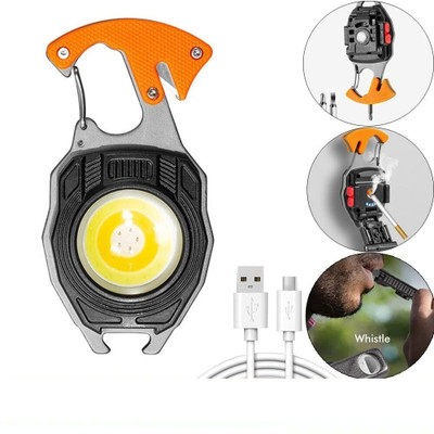 HVG TRADERS COB KEYCHAIN LIGHT WITH CIGARETTE LIGHTER LED Front Light (Black) Multi Utility Plier(1 Tools, Black)