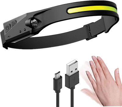 TRUDO Waterproof COB Headlamp Night Buddy LED Motion Sensor Head Torch LED Headlamp(Black)