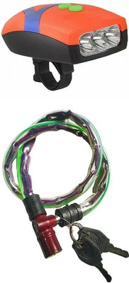 CYCLOWN MULTILED MULTIFLICKER HOOTER BELL LIGHT WITH ANTITHEFT STEEL LINK RING LOCK. LED Front Light(Orange)