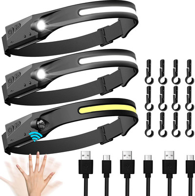 Xydrozen Rechargeable, Ultra-Light Bright LED Headlamp with Motion Sensor LED Headlamp(Black)