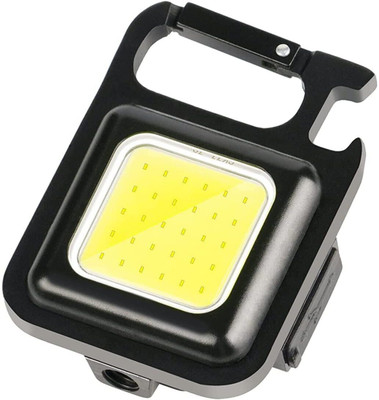 TRP Traders COB Small Flashlights Folding Bracket Bottle Opener and Magnet Base Rechargeable LED Spot Light(Black)