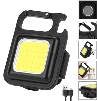RIZBIX Multifunction Keychain Rechargeable Led Light with Bottle Opener, Magnetic Base LED Lantern(Black)