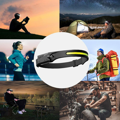 HumBiG ®LED Rechargeable Headlamp,Lightweight Headlight, Motion Sensor Head lamp LED Front Light(Black)
