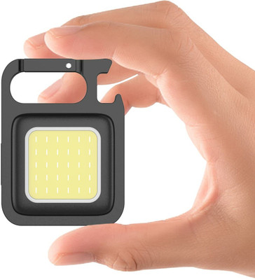 Smars Mini Keychain Rechargeable Portable Flashlight with Folding Stand LED Front Light(Black)