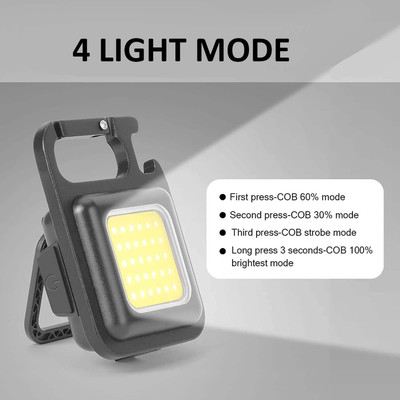 Wanzhow New Multi Uses Keychain Led Light with Bottle Opener, Magnetic Base LED Light LED Spot Light(Black)