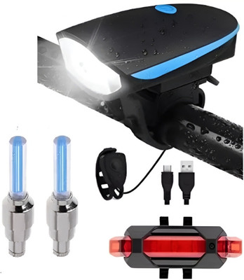HAPPYRIDER Bicycle Combo Of Front Cycle Light Back Tail Light And Tyre Valve Light LED Front Rear Light Combo(Multicolor)
