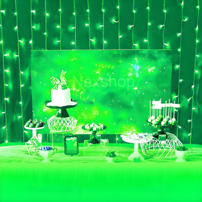 WBD 180ledx21M Green Waterfall String Light with Multi Function Modes for Decoration LED Front Light(Green)