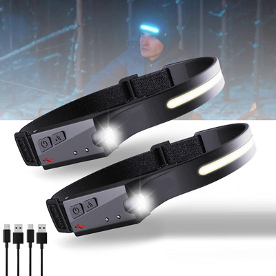 TRUDO LED Headlamp Running Head Torch Headlight with Motion Sensor LED Headlamp(Black)