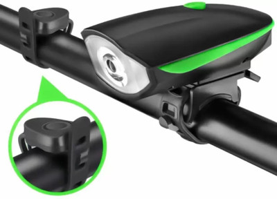 HAPPYRIDER 2-in-1 USB Rechargeable - Cycle Light (3 Modes) Cycle Light and Horn (140 dB) Bell(Green)
