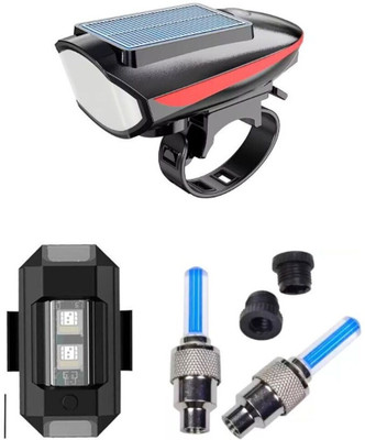 FCC RACING Cycle Solar Front, Rear & Valve Light and with Horn LED Front Light(Multicolor)
