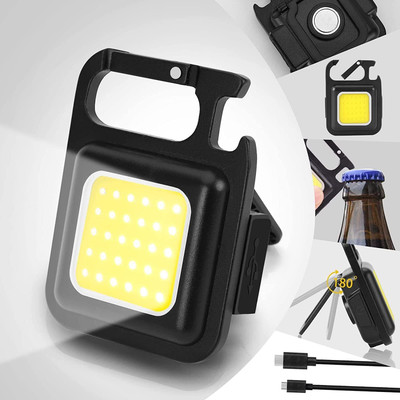 hybite Keychain LED Light 2-Hours BatteryLife with Bottle Opener Rechargeable Emergency LED Front Light(Black)
