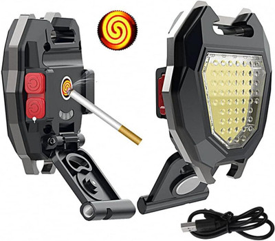 CARTSPACE Portable Bright LED Keychain COB Light with 6 Lighting Modes & Cigar Lighter LED Front Light(Black)