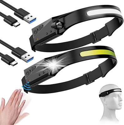Xydrozen Headlamp Led Rechargeable, Usb Headlamp With Smart Sensor Mode LED Headlamp(Black)