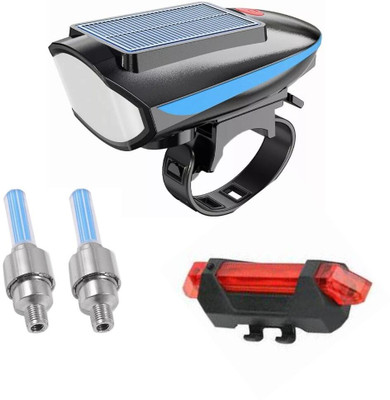 Rebound Solar USB Rechargeable Bicycle Horn and Lights LED Front Rear Light Combo(Multicolor)