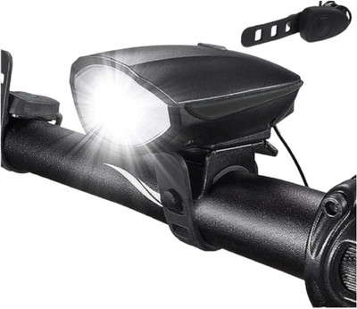 MVS Rechargeable Bicycle Light (3 Light Mode) & Horn Speaker with Micro USB Charging LED, Halogen Front Light(Black, Blue)