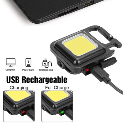 WunderVoX Super Bright LED Keychain COB Light with 6 Lighting Modes LED Front Light(Black)