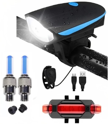 Rahidhay Bicycle Light Black With Red Tail Light and Tyre Valve Light Combo LED Front Light(White, Red, Blue)